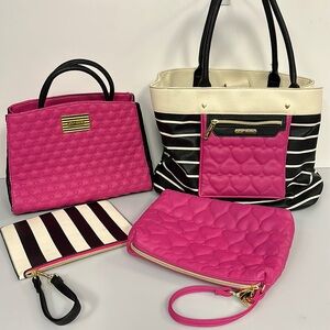 *Matching* Betsy Johnson Tote, Satchel and Wristlets (4 pc SET)